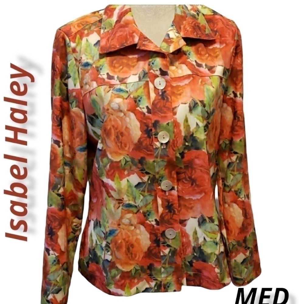 ISABEL Hayley Button Up Shirt Jacket M Poly Spandex Like New!